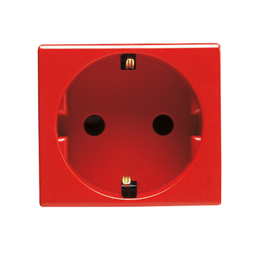 GERMAN STANDARD SOCKET-OUTLET 250V AC - FOR DEDICATED LINES - 2P+E 16A - 2 MODULES - RED - SYSTEM
