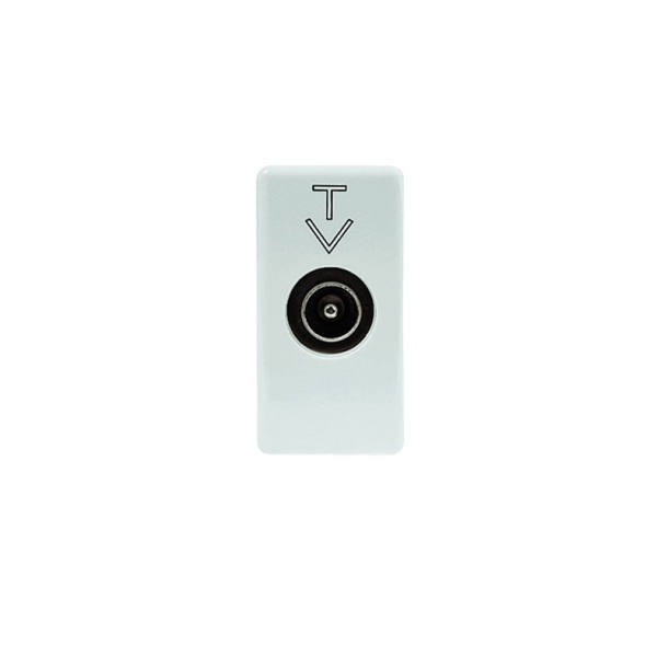 COAXIAL SOCKET-OUTLET TV CLASS A SHIELDING - IEC MALE CONNECTOR 9,5 MM - DIRECT WITH CURRENT PASSING - 1 MODULE - SYSTEM WHITE