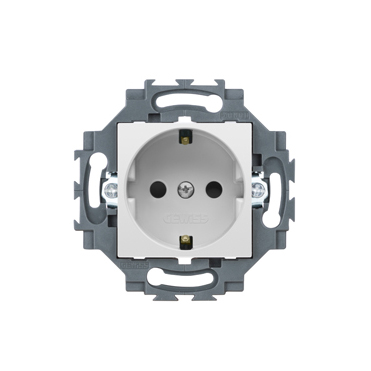 SOCKET GERMAN STD. 2P+E 16A LID IP40 WH