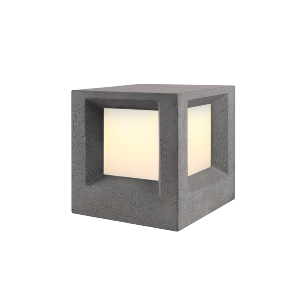 ^POST LUMINAIRE 200MM IP65 E27 Max.7W BLACK CEMENT & PC DIFFUSER