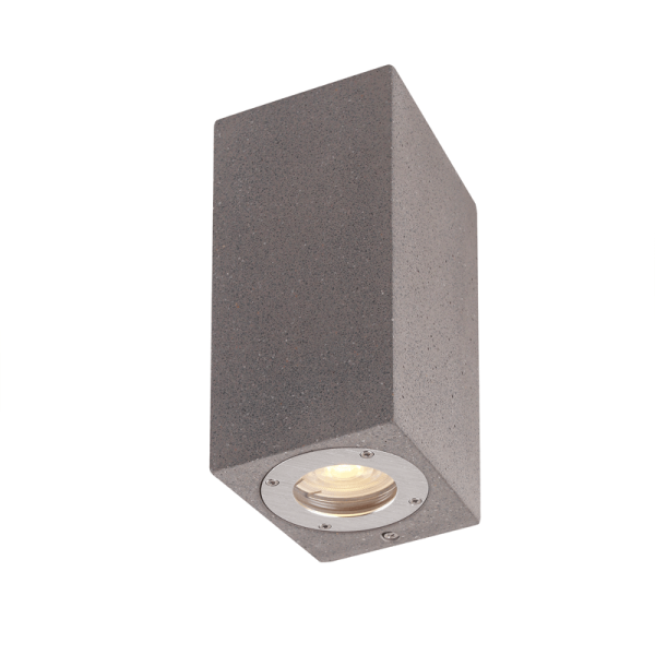 ^WALL UP-DOWN SQUARE SPOT LUMINAIRE IP65 2XGU10 BLACK CEMENT