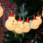 "PLASTIC SNOWMAN", 10 LED STRING LIGHTS WITH BATTERIES (2xAA), WW, IP20, 135+30cm, TRANS/NT LEAD CABLE