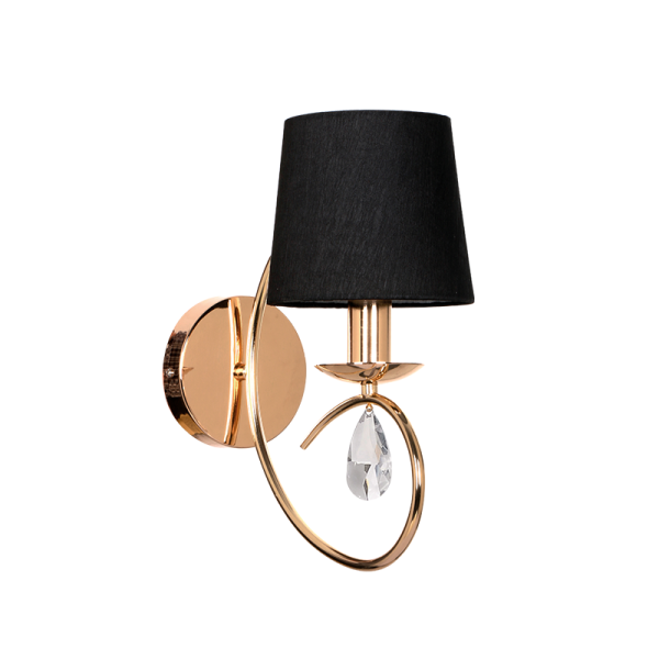 WALL MOUNTED 1ΧΕ14 METAL GOLD/COPPER+BLACK LAMP SHADE 15Χ24Χ33CM BASILICO