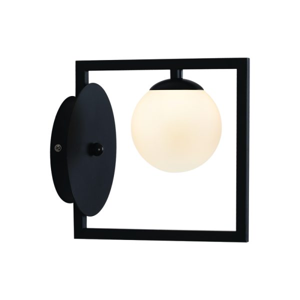 ^WALL L/F 1xG9 QUADRO METAL BLACK + WHITE GLASS 22Χ15Χ20CM