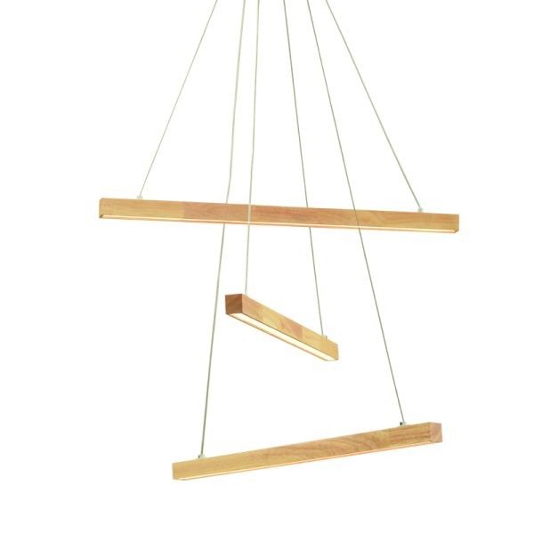 PENDANT LUMINAIRE LED 27W 3000K 2850LM CANDELA WOOD+WHITE METALIC D56XH100CM