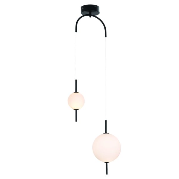 PENDANT LUMINAIRE LED 11W 3000K 1150LM AMELIA BLACK METALIC+WHITE GLASS D37XH120CM