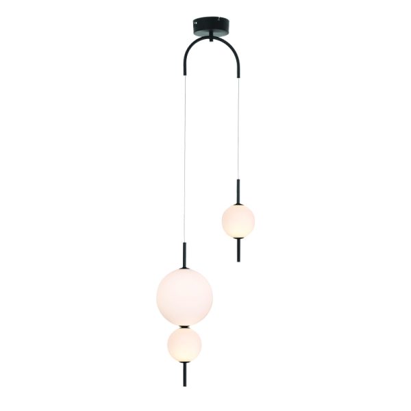 PENDANT LUMINAIRE LED 15W 3000K 1500LM AMELIA BLACK METALIC+WHITE GLASS D37XH130CM