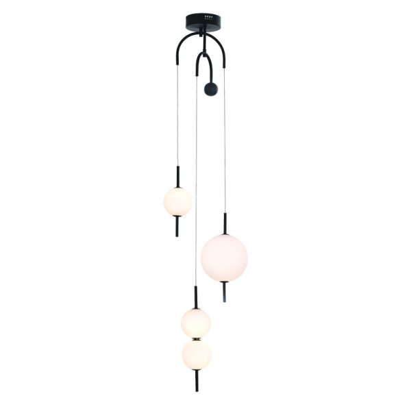 PENDANT LUMINAIRE LED 19W 3000K 1950LM AMELIA BLACK METALIC+WHITE GLASS D37XH150CM