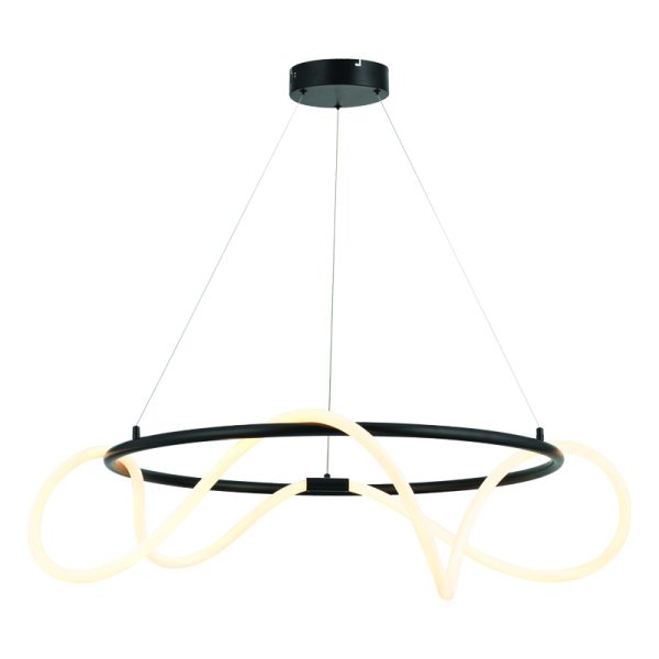 ^ΚΡΕΜΑΣΤΟ Φ/Σ LED 60W 3000K 3400LM KYMA ΜΑΥΡΟ ΜΕΤ/ΚΟ IP20 D80XH230CM