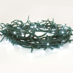 ^ 100 LED STRING LIGHTS PER 5cm COOL WHITE, ADAPTOR 31VDC & 8 FUNCTIONS, IP44 5m GREEN CABLE