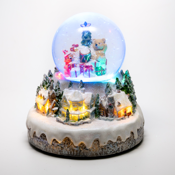 LED RGB DECOR MULTICOLOR VILLAGE + BLOWING WATERBALL +MUSIC 4.5V (ADAPT) / 3ΑΑ (BAT) 20Χ18Χ20CM