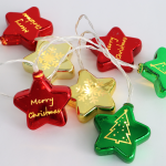 "XMAS PLASTIC STAR LIGHTS", 10 LED, BATTERIES (2xAA), WW,IP20, 150+30cm LEAD CABLE