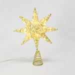 ^ "GOLD TINSEL THREAD STAR 1" 20 MINI WW LED LIGHTS BAT. 3ΧΑΑ,IP20 28x5x20cm